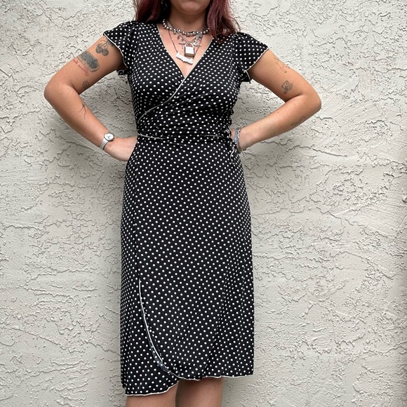 Studio M Polka Dot Wrap Midi Dress - Picture 3 of 10